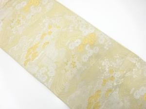 アンティーク 流水に垣根・草花模様織り出し袋帯(着用可)